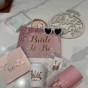 Bride To Be Party Supplies Set - Pink and Gold